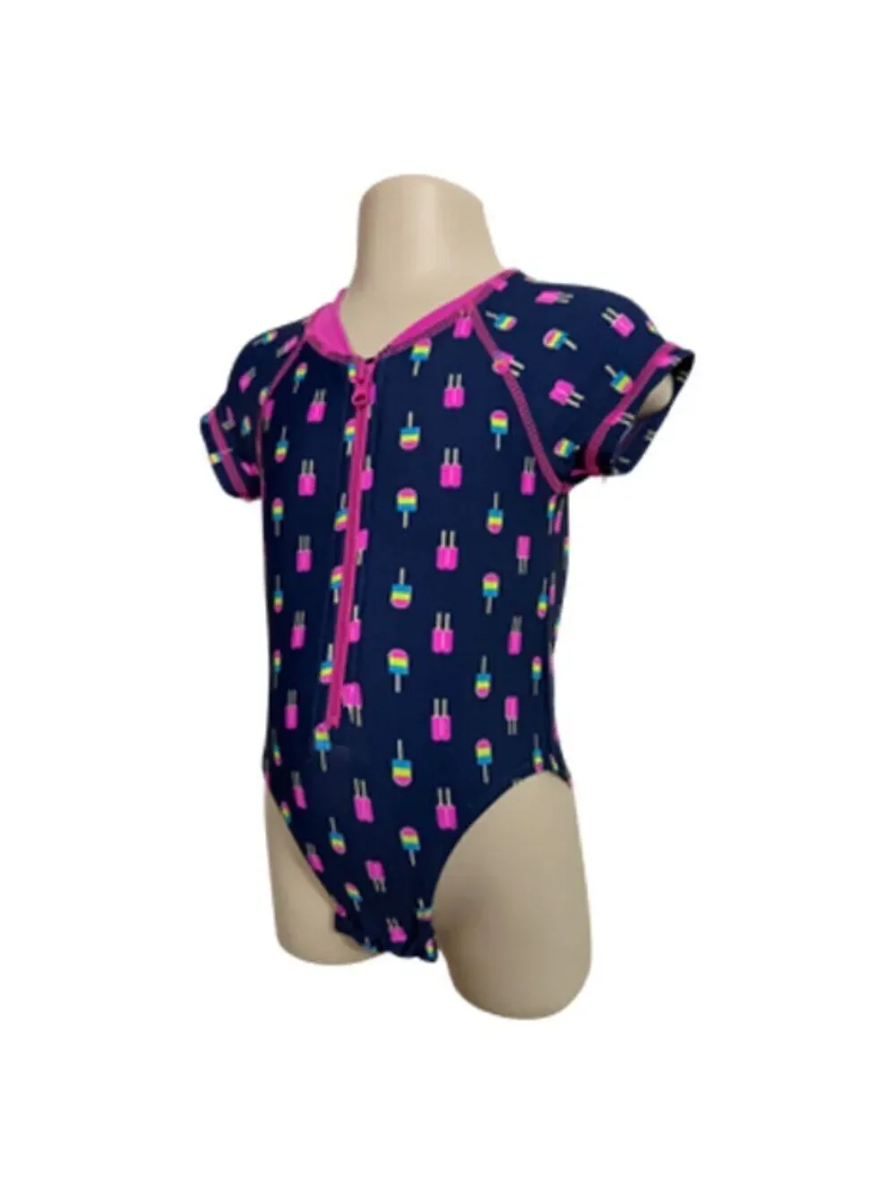 Sol Swim One Piece Zipper Front Ice Cycle Print Swimsuit Size 12 Months
